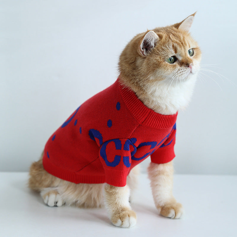 Pet Sweater Autumn And Winter Red