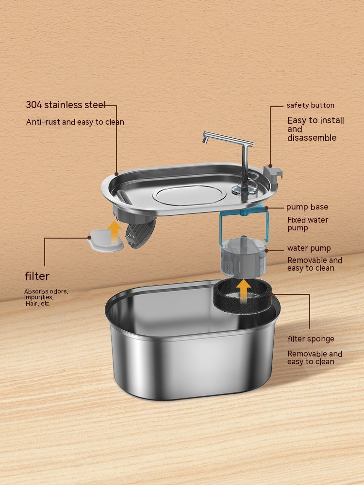 Pet Water Feeder Stainless Steel Antibacterial