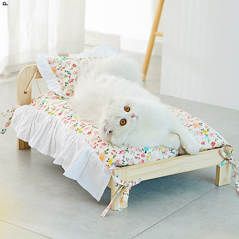 Solid Wood Cat Bed With Removable