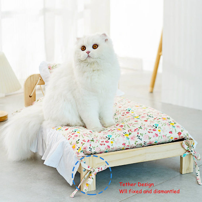 Solid Wood Cat Bed With Removable