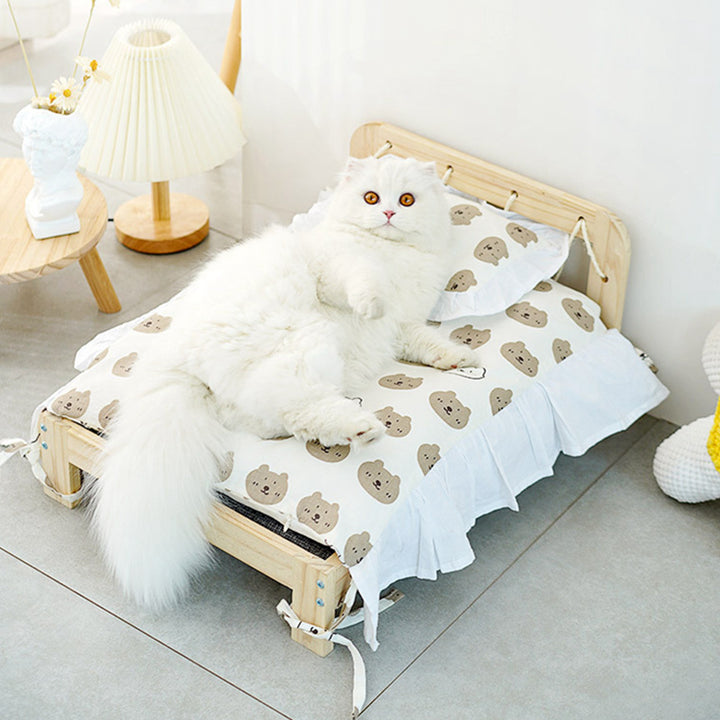 Solid Wood Cat Bed With Removable