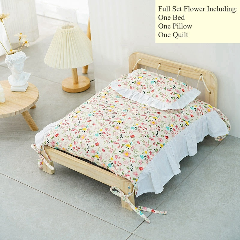 Solid Wood Cat Bed With Removable