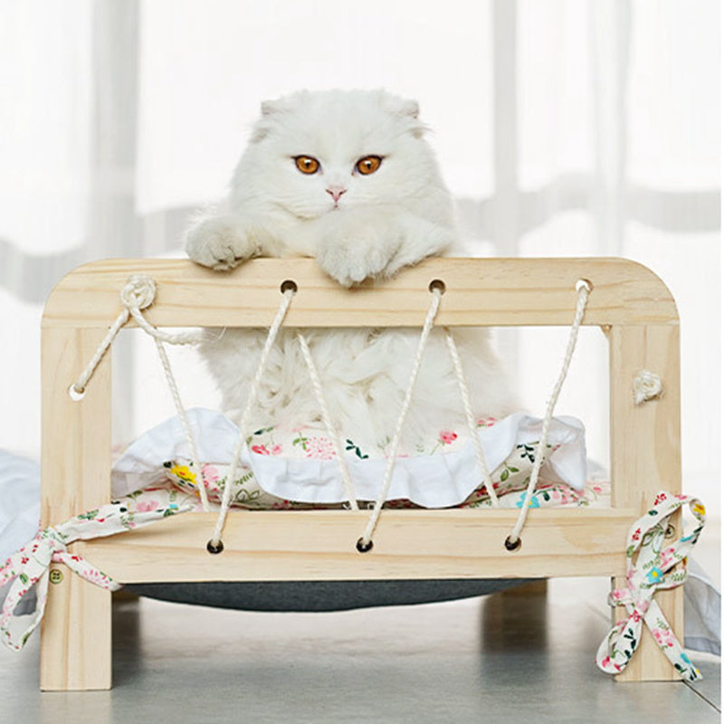 Solid Wood Cat Bed With Removable