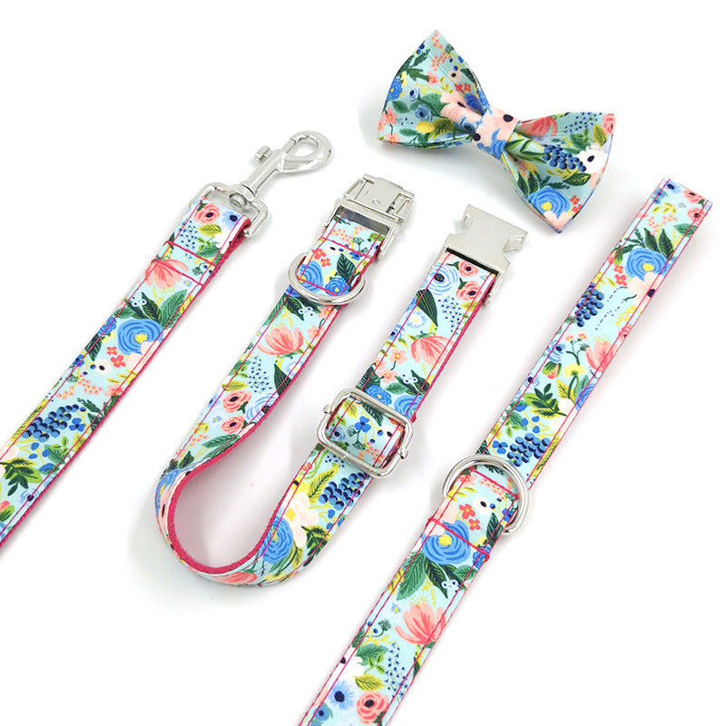Printed Big Dog Leash Collar Pet Collar