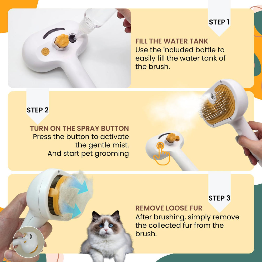 Water Brush For Dog Cat Mist Brush